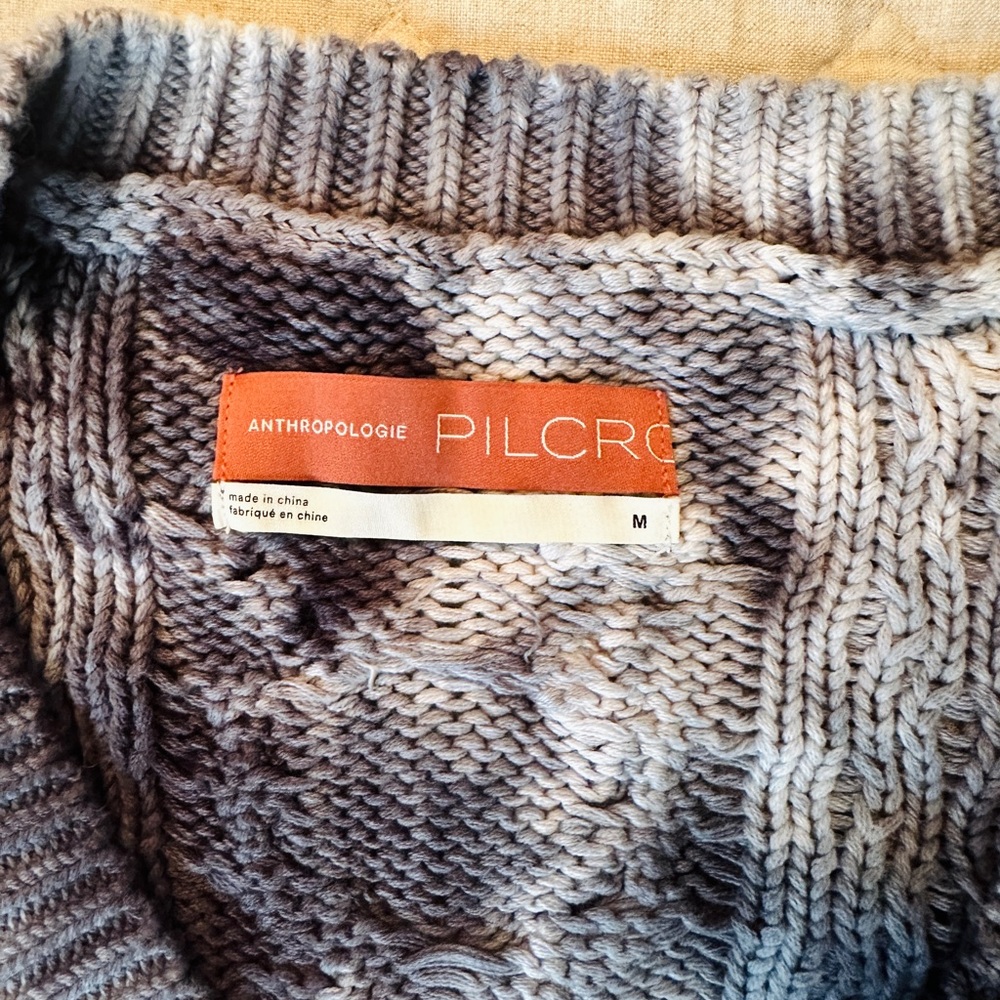 Anthropologie Pilcro Joni Cable-Knit Sweater Blue Motif tie-dye 🪢 Size M, NWOT - Picture 3 of 7